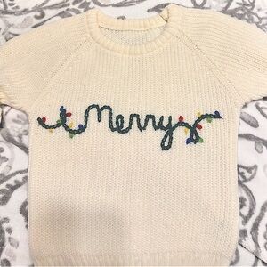 Merry with Christmas lights embroidered sweater 2-3 T